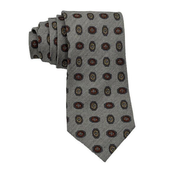 Ermenegildo Zegna Mens Beige Geometric Silk Neck Tie Made in Italy 60 1/4x3 1/4" - Picture 2 of 6